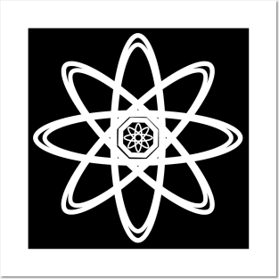 White Atom Symbol Posters and Art